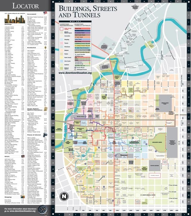 ヒューストン市内中心部の地図